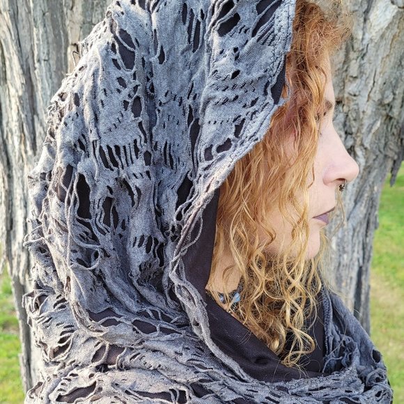 Post Apocalyptic Wastelander Burning Man Punk Goth Festival Infinity Scarf Hood - Picture 2 of 2